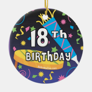 18th Birthday Favours Ceramic Tree Decoration