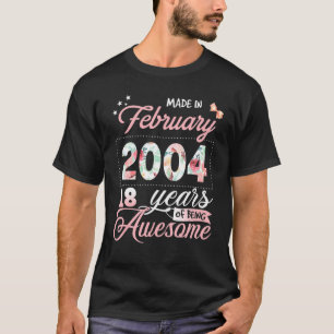 18th Birthday Floral For Womens Born In February T-Shirt