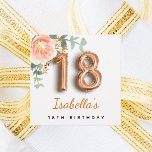 18th birthday floral rose gold eucalyptus monogram favour tags