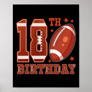 18th Birthday Football Theme 18 Year Old Boy Birth Poster