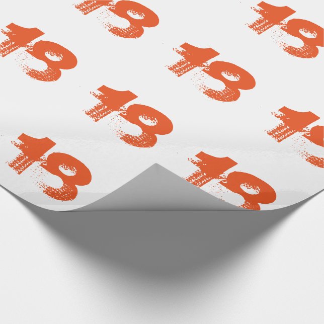 18th birthday for anyone, orange on white. wrapping paper (Corner)