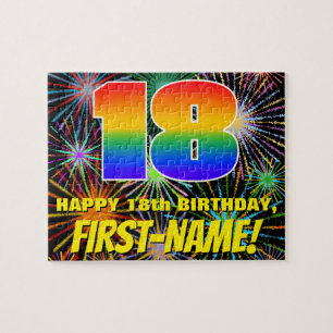 18th Birthday: Fun, Colourful Celebratory Firework Jigsaw Puzzle