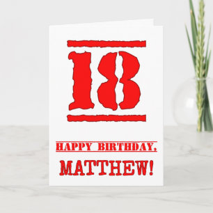 18th Birthday: Fun, Red Rubber Stamp Inspired Look Card
