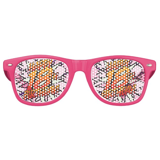 18TH BIRTHDAY Fun Retro Comic Book Pop Art Sunglasses (Front)