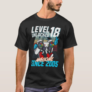 18th Birthday Gaming Level 18 Unlocked Awesome Sin T-Shirt