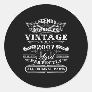 18th Birthday Gift For Vintage Legend Born 2007 18 Classic Round Sticker