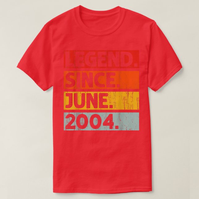 18th Birthday Gifts Legend Since June 2004 18 Year T-Shirt (Design Front)