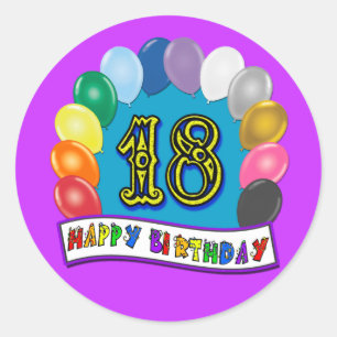 18th Birthday Gifts with Assorted Balloons Design Classic Round Sticker