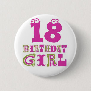 18th Birthday Girl Button Badge