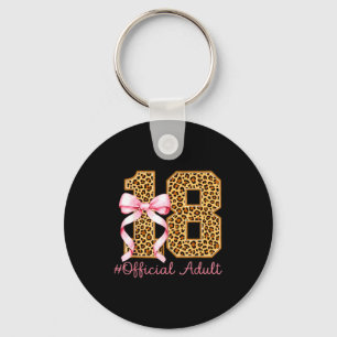 18th Birthday Girl Nk Coquette Bow Leopard 18 Year Key Ring