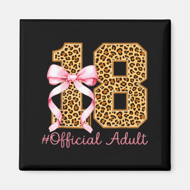 18th Birthday Girl Nk Coquette Bow Leopard 18 Year Magnet (Front)