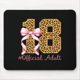 18th Birthday Girl Nk Coquette Bow Leopard 18 Year Mouse Mat
