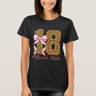 18th Birthday Girl Nk Coquette Bow Leopard 18 Year T-Shirt