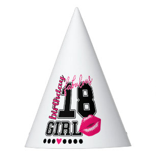 18th birthday girl Partyhütchen, pink Kiss Party Hat