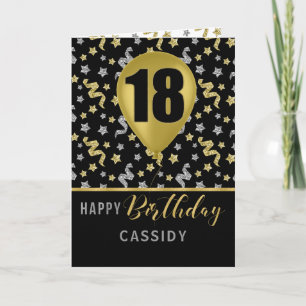 18th Birthday Gold and Silver Confetti Balloon Card