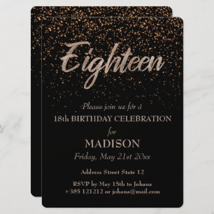 18th Birthday Gold Glitter Invitation