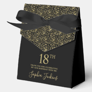18th Birthday Gold Glitter Roses Thank You  Favour Box