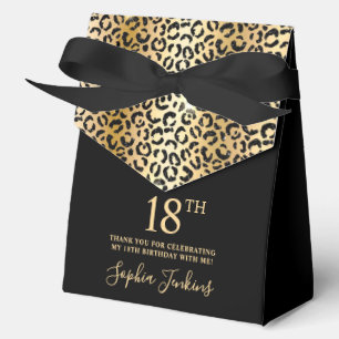 18th Birthday Gold Leopard Print Thank You Favour Box