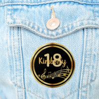 18th birthday gold music notes on stylish black