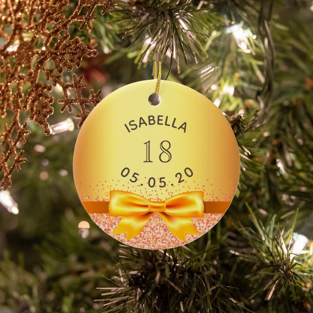 18th birthday gold name bow ceramic tree decoration (Creator Uploaded)