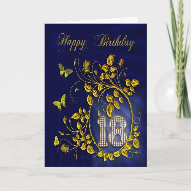 18th Birthday golden butterflies Card (Front)