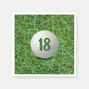 18th Birthday Golf Ball on Grass Napkin