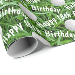 18th Birthday Golf Balls on Grass Wrapping Paper