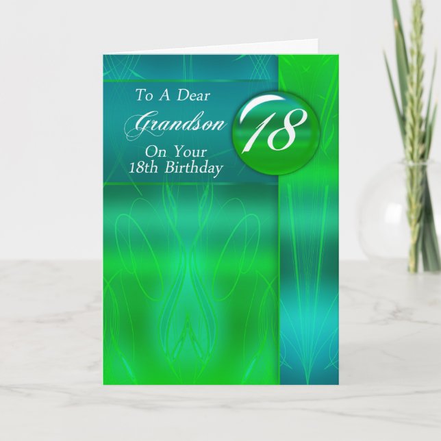 18th Birthday Grandson Modern Card (Front)