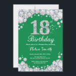 18th Birthday Green and Silver Diamond Invitation<br><div class="desc">18th Birthday Invitation. Green and Silver Rhinestone Diamond. Elegant Birthday Bash invite. Adult Birthday. Women Birthday. Men Birthday. For further customisation,  please click the "Customise it" button and use our design tool to modify this template.</div>