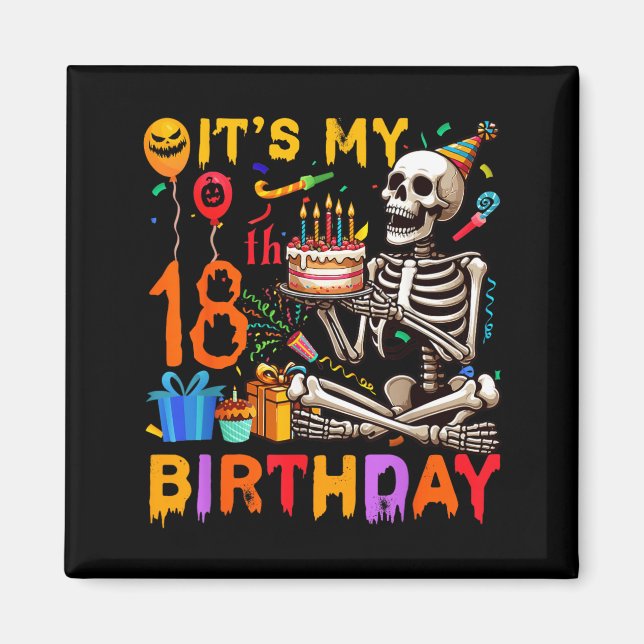 18th Birthday Halloween Skeleton Matching Party Magnet (Front)
