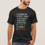 18Th Birthday I Quarantine Remote School Zombies N T-Shirt<br><div class="desc">18th Birthday I Quarantine Remote School Zombies Now What. Humourous Anticipating Checklist Gag Gifts for 2022. 18 years old and had quarantine christmas, remote school, 2020 and 2021, vaccines, boosters and your 30th birthday. You're most likely prepared for the upcoming zombie outbreak, but then what? TO FIND THE MATCHING COLLECTION:...</div>