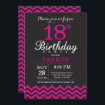 18th Birthday Invitation Black and Hot Pink<br><div class="desc">18th Birthday Invitation with Black and Hot Pink Chevron. Black and White. Adult Birthday. Man or Women Bday Invite. For further customisation,  please click the "Customise it" button and use our design tool to modify this template.</div>