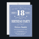 18th Birthday Invitation Blue and White<br><div class="desc">18th Birthday Invitation Blue and White Typography. Blue and White Background. Adult Birthday. Male Men or Women Birthday. Kids Boy or Girl Lady Teen Teenage Bday Invite. 13th 15th 16th 18th 20th 21st 30th 40th 50th 60th 70th 80th 90th 100th. Any Age. For further customisation, please click the "Customise it"...</div>