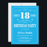 18th Birthday Invitation Blue and White<br><div class="desc">18th Birthday Invitation Blue and White Typography. Blue and White Background. Adult Birthday. Male Men or Women Birthday. Kids Boy or Girl Lady Teen Teenage Bday Invite. 13th 15th 16th 18th 20th 21st 30th 40th 50th 60th 70th 80th 90th 100th. Any Age. For further customisation, please click the "Customise it"...</div>