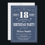 18th Birthday Invitation Blue and White<br><div class="desc">18th Birthday Invitation Blue and White Typography. Blue and White Background. Adult Birthday. Male Men or Women Birthday. Kids Boy or Girl Lady Teen Teenage Bday Invite. 13th 15th 16th 18th 20th 21st 30th 40th 50th 60th 70th 80th 90th 100th. Any Age. For further customisation, please click the "Customise it"...</div>