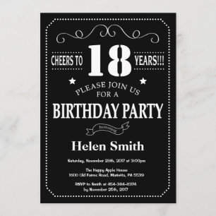 18th Birthday Invitation Chalkboard