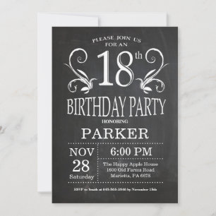 18th Birthday Invitation Chalkboard Floral