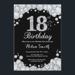 18th Birthday Invitation Chalkboard Silver Diamond<br><div class="desc">18th Birthday Invitation. Silver Rhinestone Diamond Chalkboard Background. Elegant Birthday Bash invite. Black and White. Adult Birthday. Women Birthday. Men Birthday. For further customisation,  please click the "Customise it" button and use our design tool to modify this template.</div>