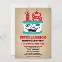 18th Birthday Invitation Funny Cake Casual Mens