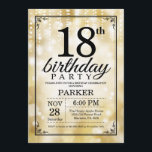 18th Birthday Invitation Gold Glitter<br><div class="desc">18th Birthday Invitation with Gold String Lights with Gold Glitter Background. Gold Birthday. Adult Birthday. Men or Women Bday Invite. 13th 15th 16th 18th 20th 21st 30th 40th 50th 60th 70th 80th 90th 100th, Any age. For further customisation, please click the "Customise it" button and use our design tool to...</div>