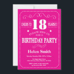 18th Birthday Invitation Hot Pink and White<br><div class="desc">18th Birthday Invitation Hot Pink and White Typography. Hot Pink and White Background. Adult Birthday. Male Men or Women Birthday. Kids Boy or Girl Lady Teen Teenage Bday Invite. 13th 15th 16th 18th 20th 21st 30th 40th 50th 60th 70th 80th 90th 100th. Any Age. For further customisation, please click the...</div>