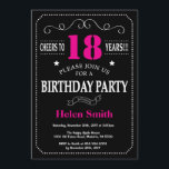18th Birthday Invitation Hot Pink Black Chalkboard<br><div class="desc">18th Birthday Invitation Hot Pink and Black Typography. Chalkboard. Black and White Background. Adult Birthday. Male Men or Women Birthday. Kids Boy or Girl Lady Teen Teenage Bday Invite. 13th 15th 16th 18th 20th 21st 30th 40th 50th 60th 70th 80th 90th 100th. Any Age. For further customisation, please click the...</div>