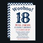 18th Birthday Invitation Mens Navy Blue<br><div class="desc">A funny and striking 18th birthday invitation for a boy,  man,  male.</div>