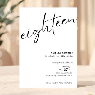18th Birthday Invitation Minimalist Debut Invite