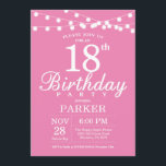18th Birthday Invitation Pink<br><div class="desc">18th Birthday Invitation with String Lights. Pink Background. Women Lady Elegant bday Invite. 13th 15th 16th 18th 20th 21st 30th 40th 50th 60th 70th 80th 90th 100th,  Any age. For further customisation,  please click the "Customise it" button and use our design tool to modify this template.</div>