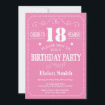 18th Birthday Invitation Pink and White<br><div class="desc">18th Birthday Invitation Pink and White Typography. Pink and White Background. Adult Birthday. Male Men or Women Birthday. Kids Boy or Girl Lady Teen Teenage Bday Invite. 13th 15th 16th 18th 20th 21st 30th 40th 50th 60th 70th 80th 90th 100th. Any Age. For further customisation, please click the "Customise it"...</div>