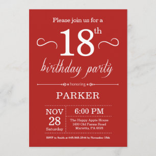 18th Birthday Invitation Red