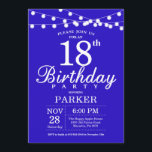 18th Birthday Invitation Royal Blue<br><div class="desc">18th Birthday Invitation with String Lights. Royal Blue Background. 13th 15th 16th 18th 20th 21st 30th 40th 50th 60th 70th 80th 90th 100th,  Any age. For further customisation,  please click the "Customise it" button and use our design tool to modify this template.</div>