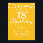 18th Birthday Invitation Yellow<br><div class="desc">18th Birthday Invitation with String Lights. Yellow Background. Men or Women Lady Elegant bday Invite. 13th 15th 16th 18th 20th 21st 30th 40th 50th 60th 70th 80th 90th 100th,  Any age. For further customisation,  please click the "Customise it" button and use our design tool to modify this template.</div>