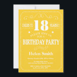 18th Birthday Invitation Yellow and White<br><div class="desc">18th Birthday Invitation Yellow and White Typography. Yellow and White Background. Adult Birthday. Male Men or Women Birthday. Kids Boy or Girl Lady Teen Teenage Bday Invite. 13th 15th 16th 18th 20th 21st 30th 40th 50th 60th 70th 80th 90th 100th. Any Age. For further customisation, please click the "Customise it"...</div>